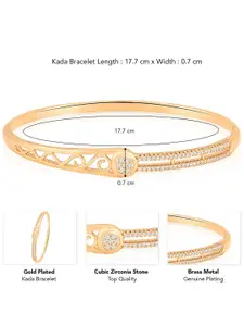Peora Gold-Plated Cubic Zirconia Kada Bracelet
