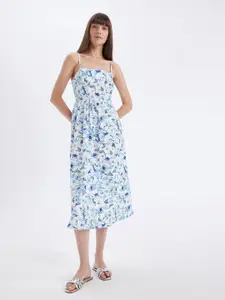 DeFacto Floral Print Fit & Flare Midi Dress