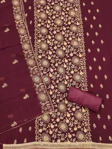 Ishin Floral Embroidered Thread Work Silk Georgette Unstitched Dress Material