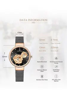 Naviforce Women Brass Embellished Dial & Stainless Steel Straps Analogue Watch NF5013 RG B B