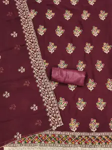 Ishin Floral Embroidered Silk Georgette Unstitched Dress Material