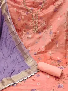 MANVAA Embellished Beads & Stones Organza Unstitched Dress Material