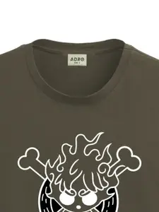 ADRO Men Printed Raw Edge T-shirt