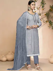 MANVAA Striped Printed Unstitched Dress Material