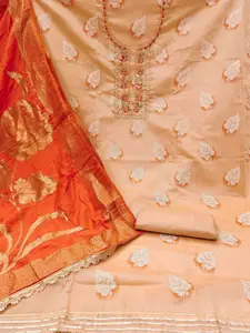 MANVAA Ethnic Motifs Embellished Zari Unstitched Dress Material