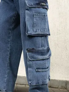 Hubberholme Men Relaxed Fit Light Fade Pure Cotton Cargo Jeans