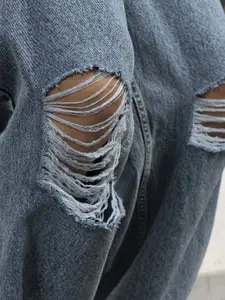 Hubberholme Men Cotton Wide Leg Slash Knee Jeans