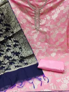 KIMISHA Floral Embellished Zari Unstitched Dress Material