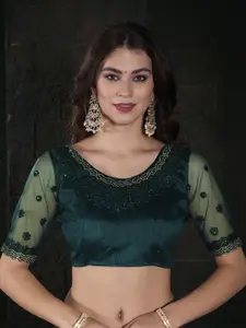 Anouk Ethnic Motifs Beads and Stones Pure Chiffon Saree