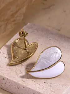 KRENOZ Rhodium Plated Heart Shaped Studs Earrings