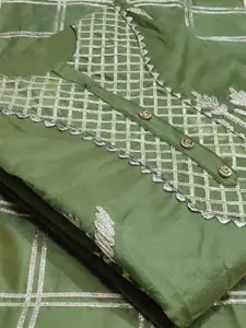 Ishin Geometric Embroidered Gotta Patti Unstitched Dress Material