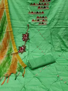 Ishin Geometric Embroidered Zari Unstitched Dress Material