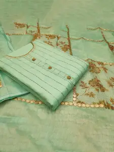 Ishin Striped Beads and Stones Unstitched Dress Material