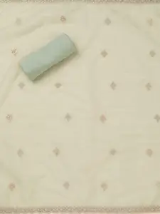 Koskii Floral Embroidered Organza Unstitched Dress Material