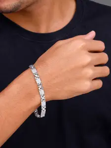 GIVA Men 925 Sterling Silver Rhodium-Plated Courage Link Bracelet