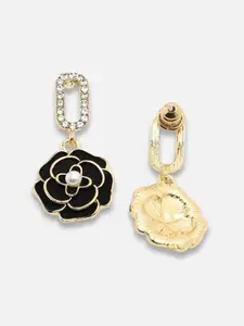 VAGHBHATT Gold-Plated Contemporary Rhinestone Drop Earrings