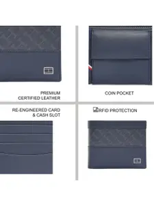 Tommy Hilfiger Men Geometric Textured Leather Two Fold Wallet