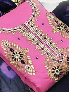 Ishin Floral Embroidered Beads and Stones Unstitched Dress Material