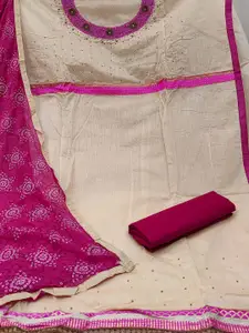 Ishin Beads & Stones Geometric Embroidered Unstitched Dress Material