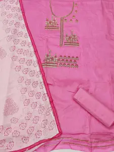 Ishin Floral Embroidered Beads and Stones Unstitched Dress Material