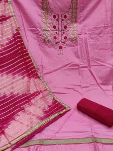 Ishin Floral Embroidered Beads and Stones Unstitched Dress Material