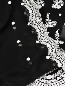 Ishin Floral Embroidered Silk Georgette Zari Unstitched Dress Material