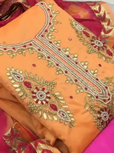 Ishin Embroidered Beads and Stones Unstitched Dress Material