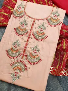 Ishin Ethnic Motifs Embroidered Beads and Stones Unstitched Dress Material