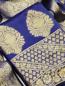 Ishin Floral Woven Design Zari Unstitched Dress Material