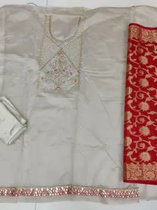 Ishin Embroidered Beads and Stones Unstitched Dress Material