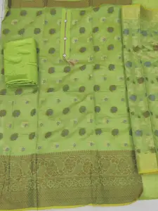 Ishin Floral Woven Design Zari Unstitched Dress Material