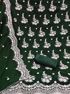 Ishin Floral Embroidered Silk Georgette Unstitched Dress Material