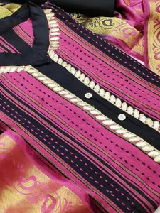 Ishin Striped Pure Cotton Unstitched Dress Material