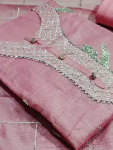 Ishin Ethnic Motifs Embroidered Beads and Stones Unstitched Dress Material