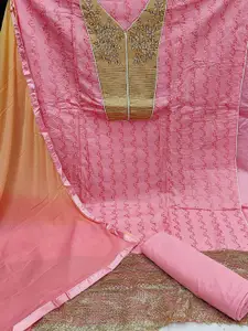 Ishin Floral Embroidered Zari Unstitched Dress Material