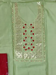 Ishin Floral Embroidered Beads and Stones Unstitched Dress Material