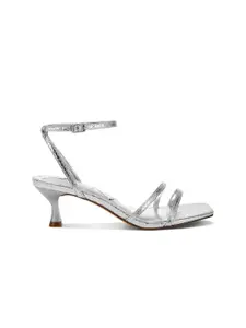 London Rag Textured Leather Kitten Sandals with Buckles