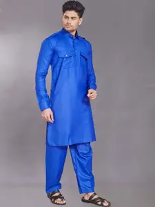 DIVISIVE Shirt Collar Pathani Kurta With Trousers