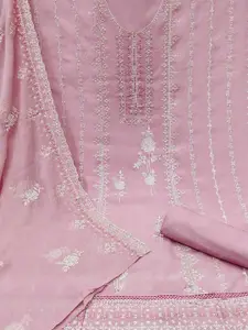 Peachmode Thread Work Organza Unstitched Dress Material