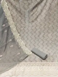 Peachmode Geometric Printed Beads & Stones Pure Cotton Unstitched Dress Material