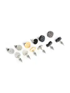 OOMPH Set Of 12 Crystals Studded Contemporary Studs