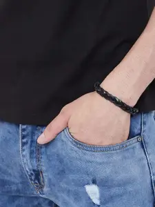 OOMPH Men Pack of 3 Elasticated Leather Bracelet