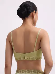 KALKI Fashion Embellished Beads and Stones Tissue Saree