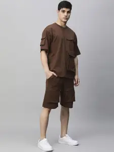 PRONK Round Neck T-Shirt With Short Co-Ords