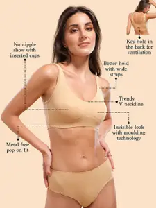 Enamor Wirefree Full Coverage Cotton Lounge Pop-On Bra A106