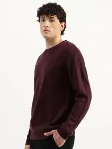 United Colors of Benetton Men Regular Fit Round Neck Textured Sweater