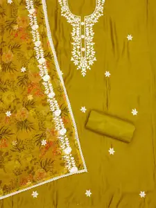 Maroosh Floral Embroidered Beads and Stones Unstitched Dress Material