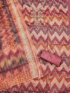 Maroosh Floral Embellished Beads and Stones Organza Unstitched Dress Material