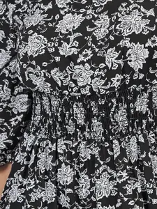 Selvia Floral Print Puff Sleeve Crepe Fit & Flare Midi Dress