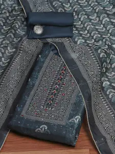 Biba Floral Printed Mirror Work Unstitched Dress Material